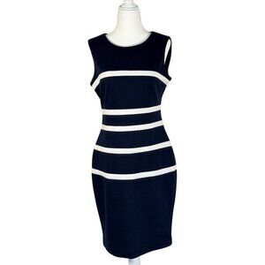 Tommy Hilfiger Size M Blue & White Striped Sheath Dress Womens stretch comfort
